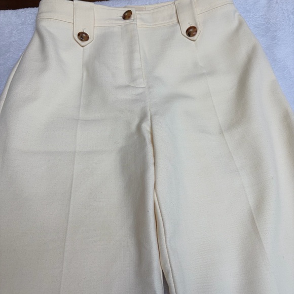 Sezane Yves Trousers Ecru Cream Sz 38 US 6 Wide Leg Long Pant Wool Blend READ - Picture 9 of 16